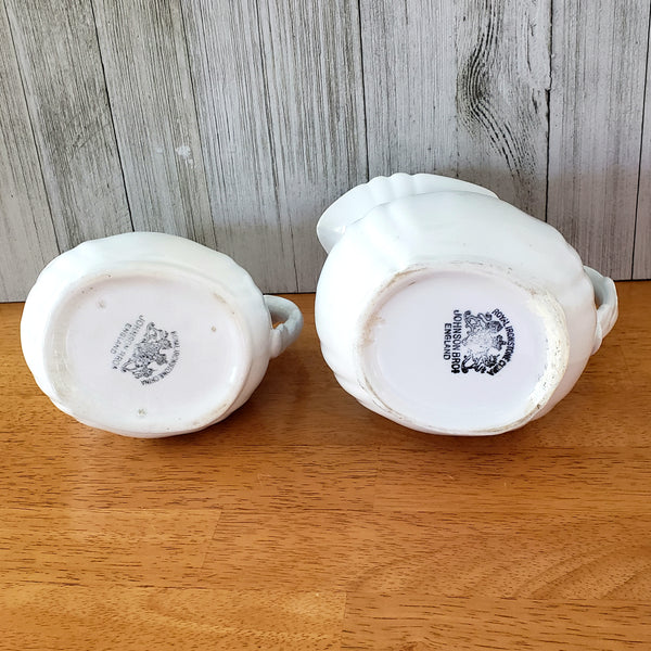 Antique White Ironstone Milk Pitchers Graduated Set of 2 by Johnson Brothers England