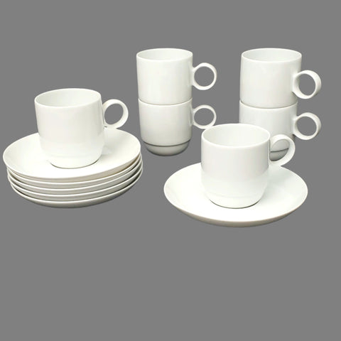 Rosenthal Continental Duo White Demitasse Cup & Saucer Set Serving for 6 Germany