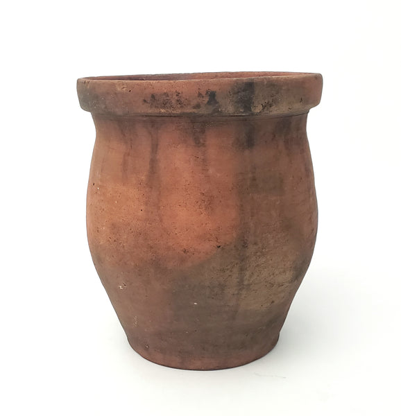 Primitive Redware Crock Single Applied Handle Glazed Interior Pennsylvania