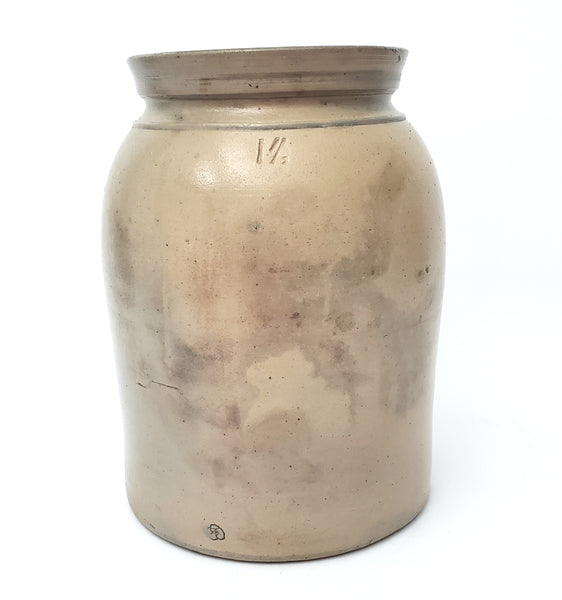 Large Antique Glazed Stoneware Preserve Storage Jar Crock 10" Gallon