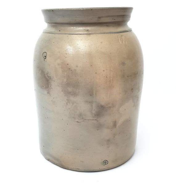 Large Antique Glazed Stoneware Preserve Storage Jar Crock 10" Gallon