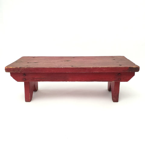 Vintage Red Wooden Farmhouse Foot Stool