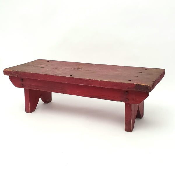 Vintage Red Wooden Farmhouse Foot Stool