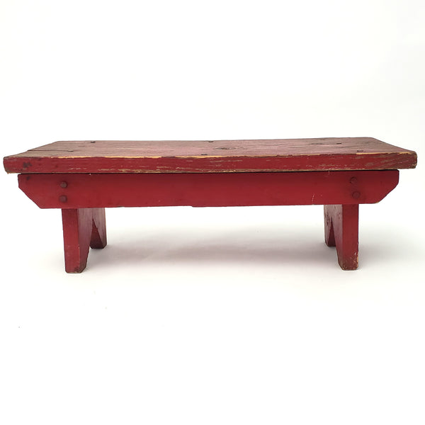 Vintage Red Wooden Farmhouse Foot Stool