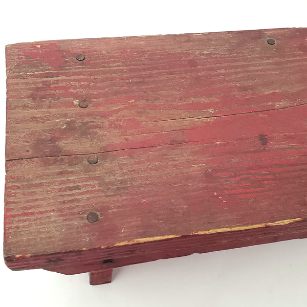 Vintage Red Wooden Farmhouse Foot Stool