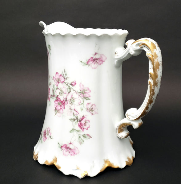 Haviland 64oz Pitcher Pink Floral Schleiger 57A Limoges, France ~ Not Perfect