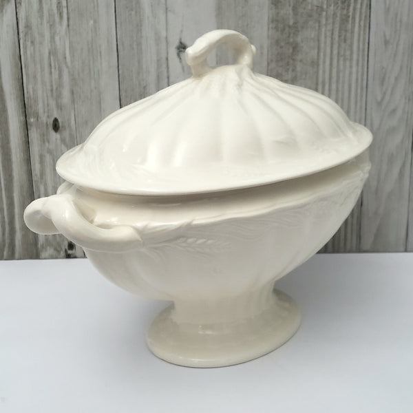 Large Antique Cream Ironstone Tureen with Lid 13" Wheat Pattern Wilkinson England