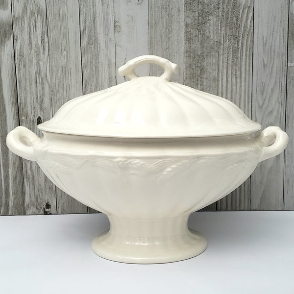 Large Antique Cream Ironstone Tureen with Lid 13" Wheat Pattern Wilkinson England