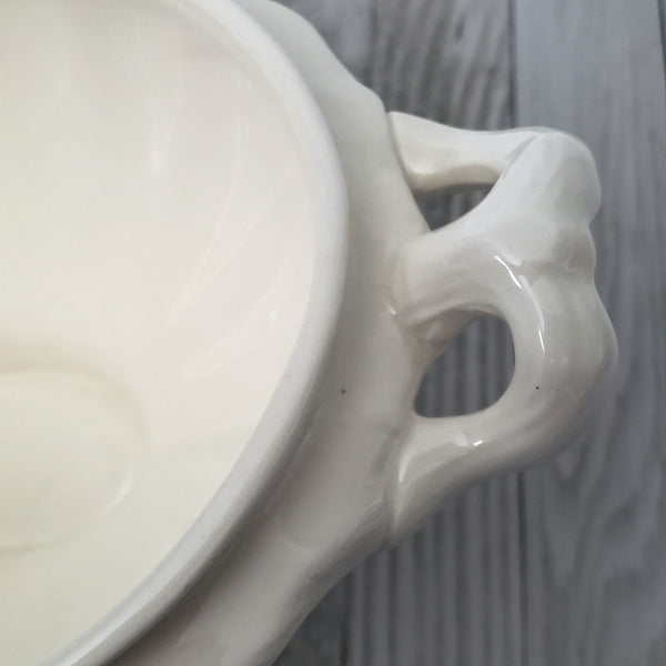 Large Antique Cream Ironstone Tureen with Lid 13" Wheat Pattern Wilkinson England