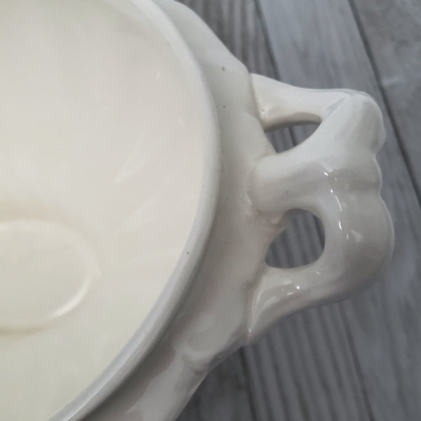 Large Antique Cream Ironstone Tureen with Lid 13" Wheat Pattern Wilkinson England