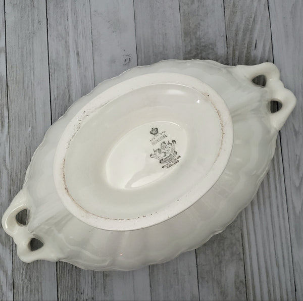 Large Antique Cream Ironstone Tureen with Lid 13" Wheat Pattern Wilkinson England