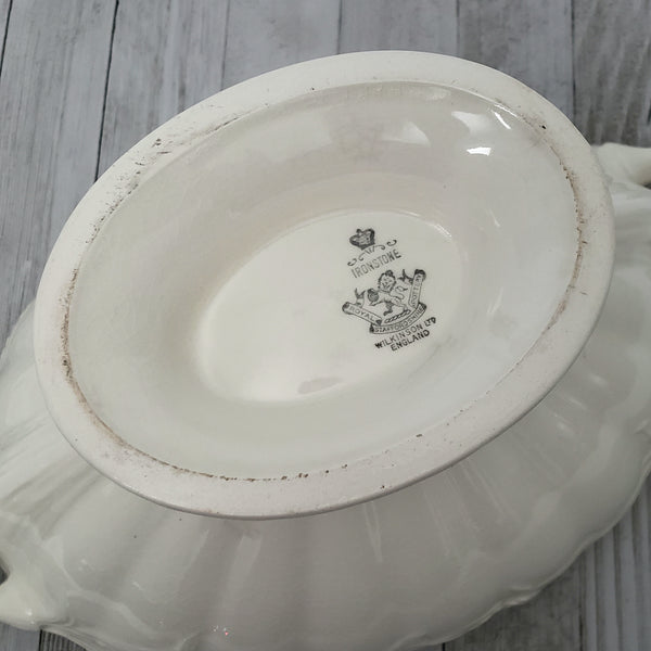 Large Antique Cream Ironstone Tureen with Lid 13" Wheat Pattern Wilkinson England