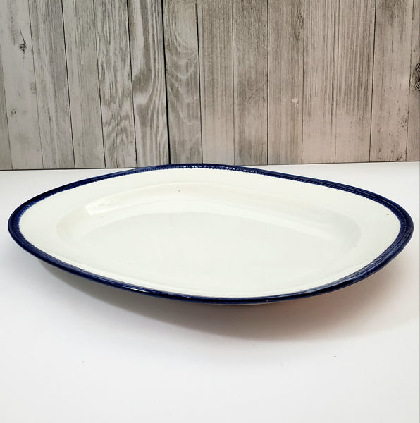 Antique English Blue Feather Edged Platter 16" Leedsware