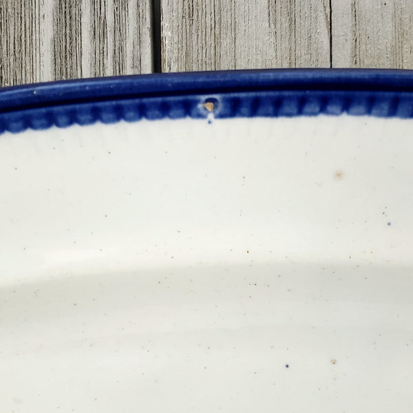 Antique English Blue Feather Edged Platter 16" Leedsware