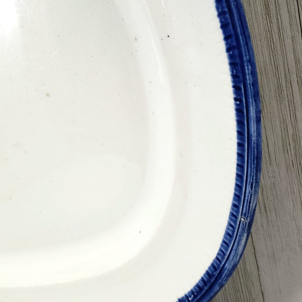 Antique English Blue Feather Edged Platter 16" Leedsware