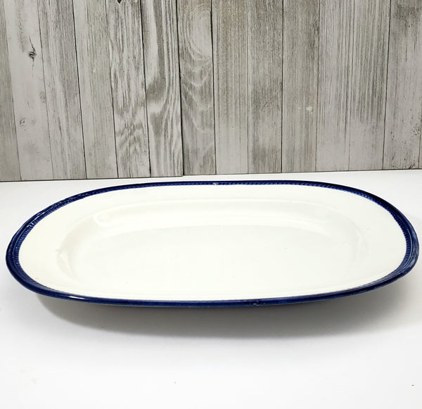 Antique English Blue Feather Edged Platter 16" Leedsware