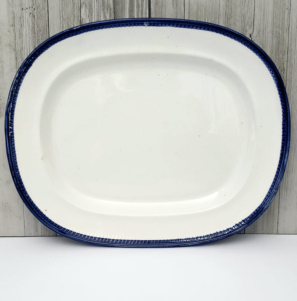 Antique English Blue Feather Edged Platter 16" Leedsware