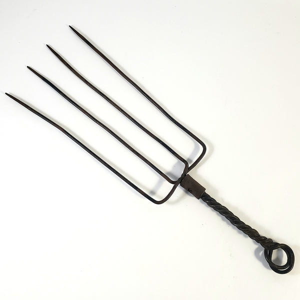 Early Wrought Iron 4 Tine Prong Fork Twisted Handle