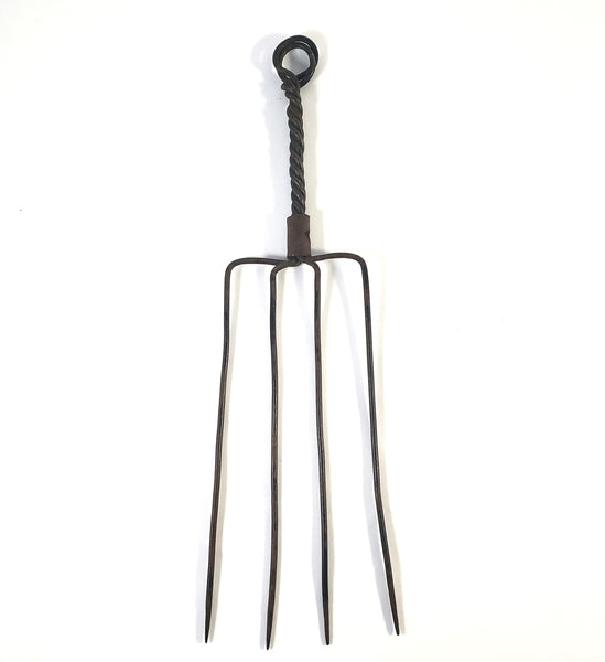 Early Wrought Iron 4 Tine Prong Fork Twisted Handle