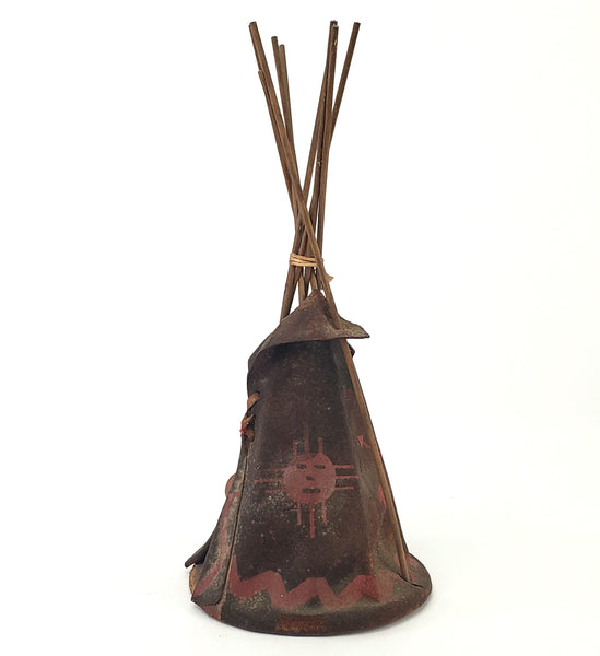 Vintage Native American Handcrafted Leather Teepee with Child Southwestern Accent