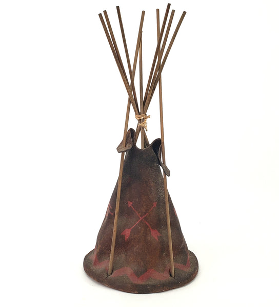 Vintage Native American Handcrafted Leather Teepee with Child Southwestern Accent