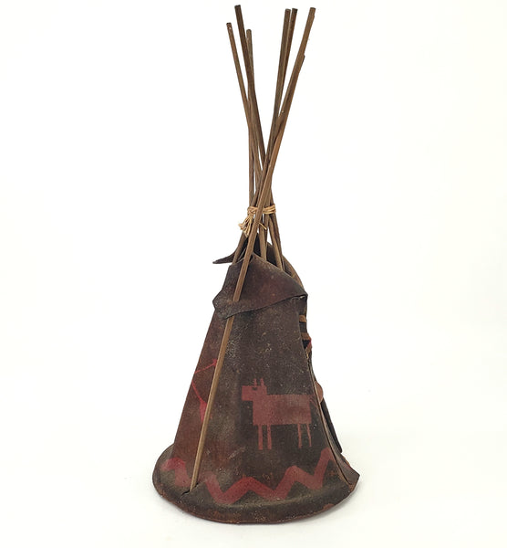 Vintage Native American Handcrafted Leather Teepee with Child Southwestern Accent