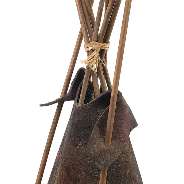 Vintage Native American Handcrafted Leather Teepee with Child Southwestern Accent