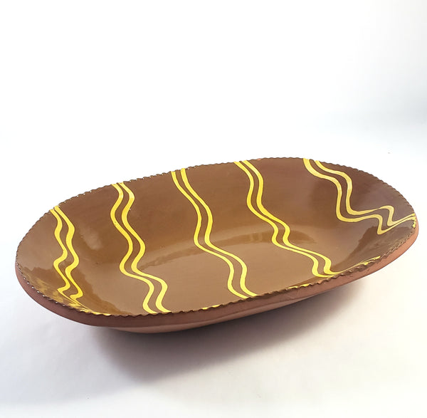 Lester Breininger Slipware Redware Loaf Dish 14" Dated 1996 Robesonia, PA