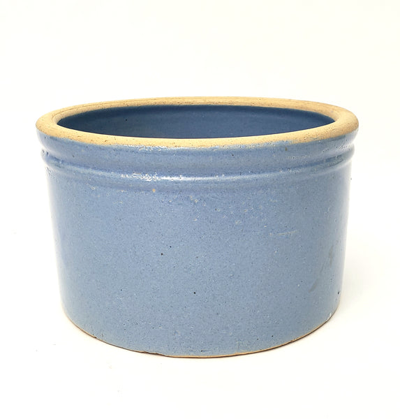 Antique Blue Salt Glazed Stoneware Crock with Lid 2 Quart