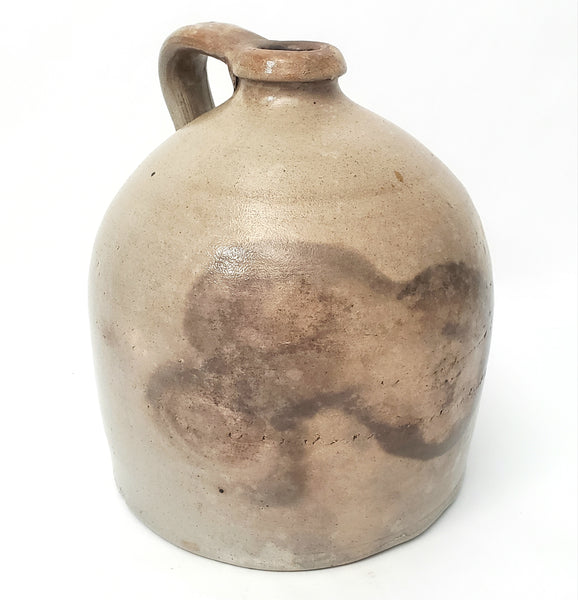 Old Tan Stoneware Glazed Jug with Handle 1 Gallon