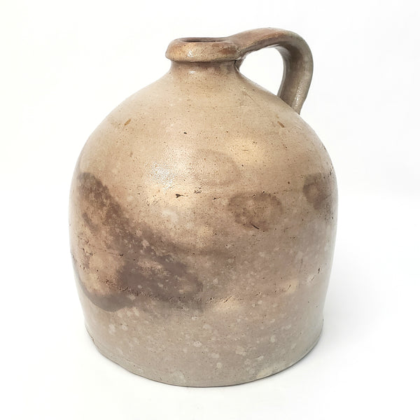 Old Tan Stoneware Glazed Jug with Handle 1 Gallon