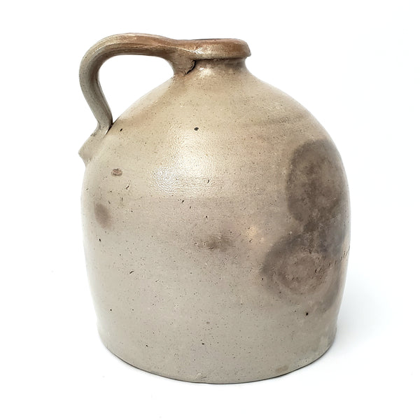 Old Tan Stoneware Glazed Jug with Handle 1 Gallon