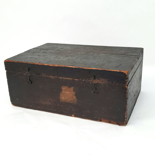 Old Black Painted Wooden Storage Keepsake Box