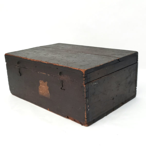 Old Black Painted Wooden Storage Keepsake Box