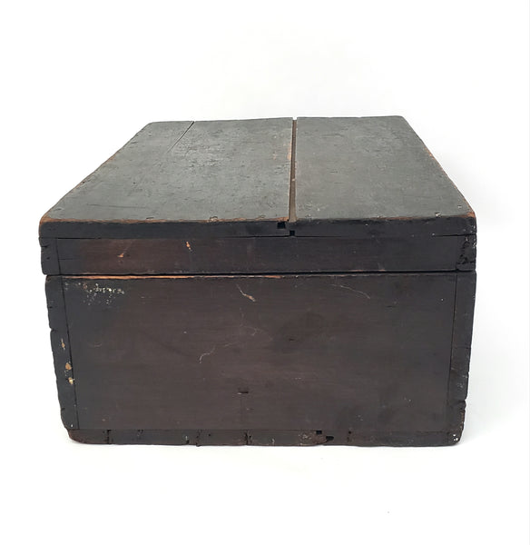 Old Black Painted Wooden Storage Keepsake Box