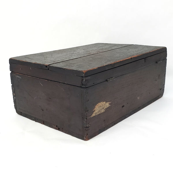 Old Black Painted Wooden Storage Keepsake Box