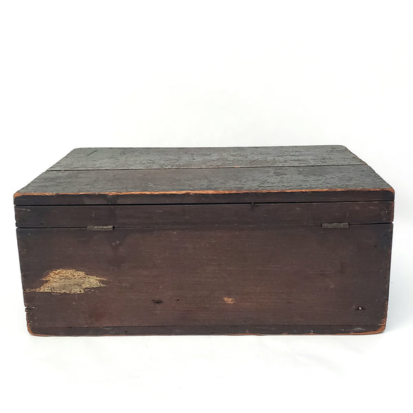 Old Black Painted Wooden Storage Keepsake Box