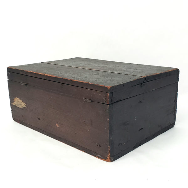 Old Black Painted Wooden Storage Keepsake Box