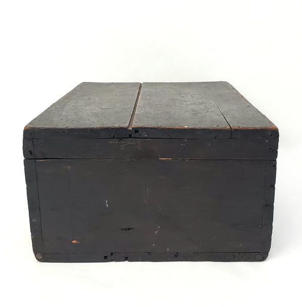 Old Black Painted Wooden Storage Keepsake Box