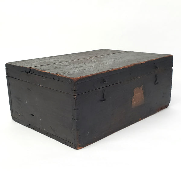 Old Black Painted Wooden Storage Keepsake Box