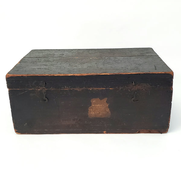 Old Black Painted Wooden Storage Keepsake Box