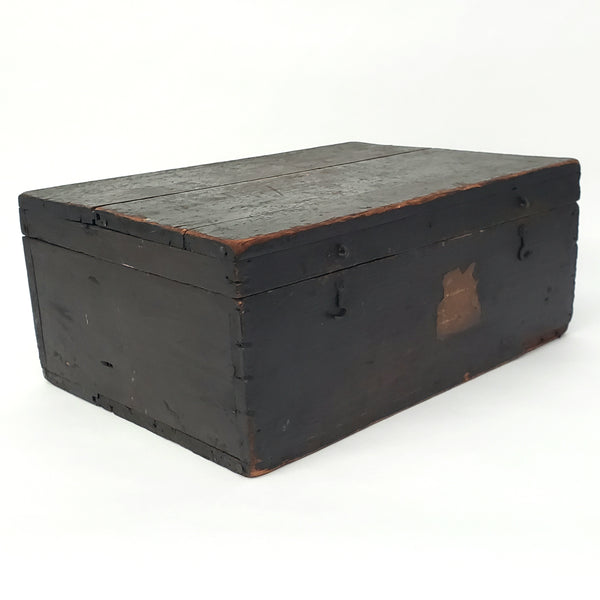 Old Black Painted Wooden Storage Keepsake Box