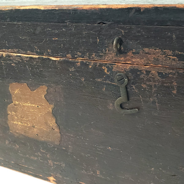 Old Black Painted Wooden Storage Keepsake Box