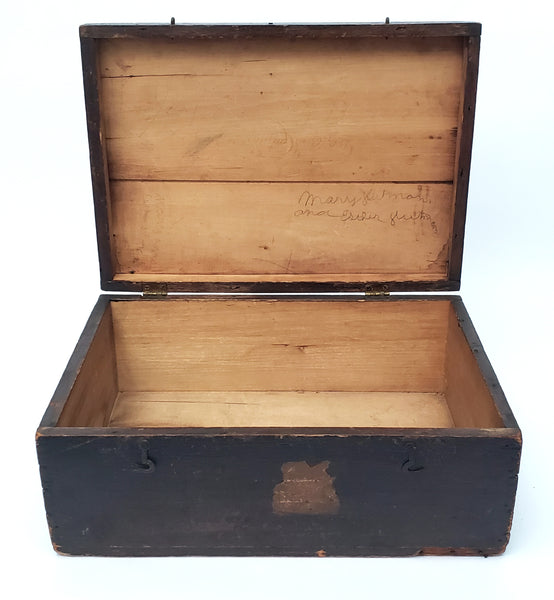 Old Black Painted Wooden Storage Keepsake Box