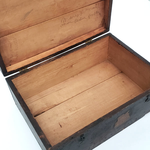 Old Black Painted Wooden Storage Keepsake Box