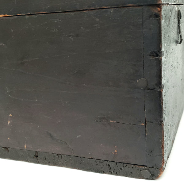 Old Black Painted Wooden Storage Keepsake Box