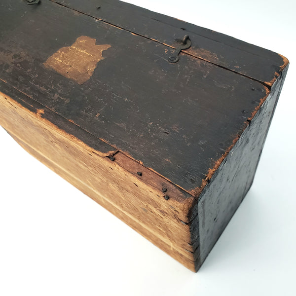 Old Black Painted Wooden Storage Keepsake Box