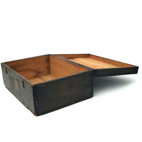 Old Black Painted Wooden Storage Keepsake Box