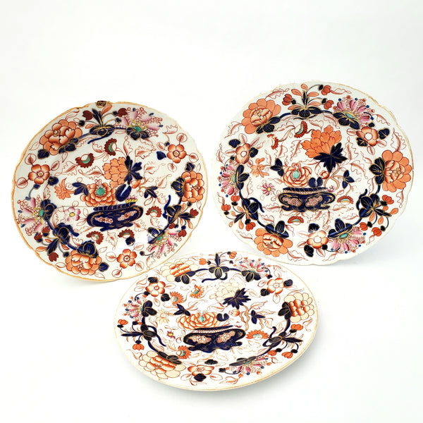 Old Hand Painted Gaudy Welsh Pottery Plates Old Staple Repair