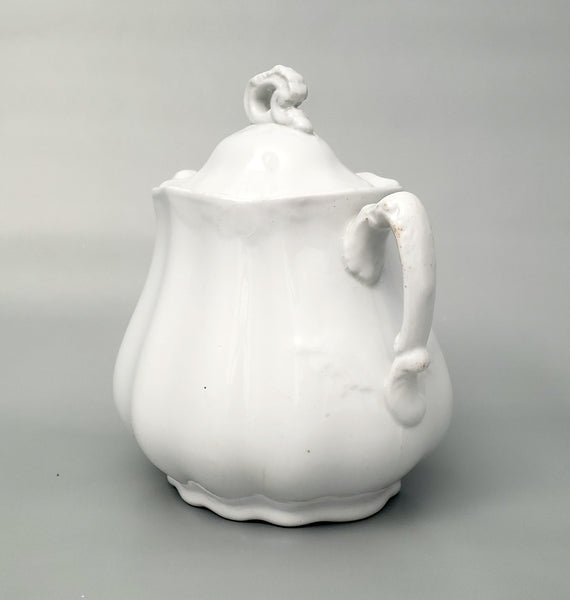 Antique White Ironstone Sugar Bowl with Lid by Johnson Brothers Staffordshire England